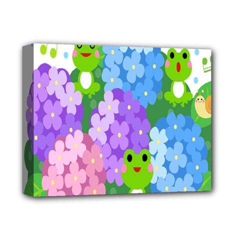 Animals Frog Face Mask Green Flower Floral Star Leaf Music Deluxe Canvas 14  X 11  by Mariart