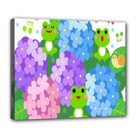 Animals Frog Face Mask Green Flower Floral Star Leaf Music Deluxe Canvas 24  X 20   by Mariart