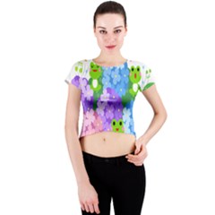 Animals Frog Face Mask Green Flower Floral Star Leaf Music Crew Neck Crop Top by Mariart