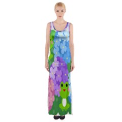 Animals Frog Face Mask Green Flower Floral Star Leaf Music Maxi Thigh Split Dress by Mariart