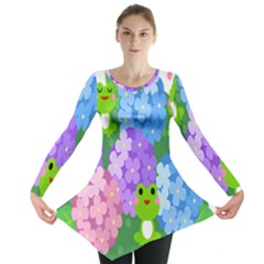 Animals Frog Face Mask Green Flower Floral Star Leaf Music Long Sleeve Tunic  by Mariart