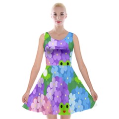 Animals Frog Face Mask Green Flower Floral Star Leaf Music Velvet Skater Dress by Mariart