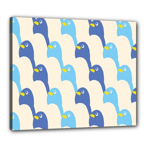 Animals Penguin Ice Blue White Cool Bird Canvas 24  X 20  by Mariart