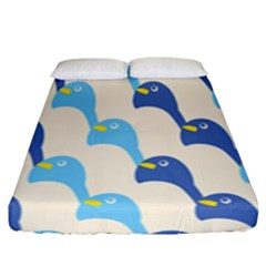 Animals Penguin Ice Blue White Cool Bird Fitted Sheet (king Size) by Mariart