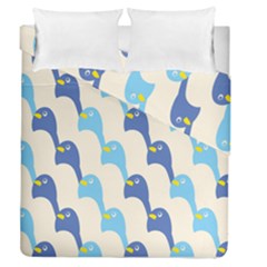 Animals Penguin Ice Blue White Cool Bird Duvet Cover Double Side (queen Size) by Mariart