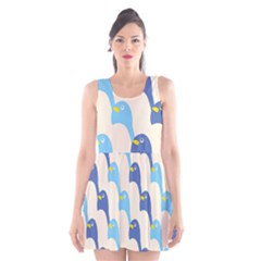 Animals Penguin Ice Blue White Cool Bird Scoop Neck Skater Dress by Mariart