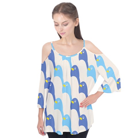 Animals Penguin Ice Blue White Cool Bird Flutter Tees by Mariart