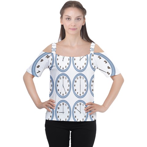 Alarm Clock Hour Circle Women s Cutout Shoulder Tee by Mariart