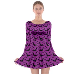 Animals Bad Black Purple Fly Long Sleeve Skater Dress by Mariart