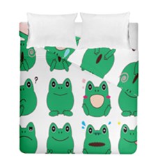 Animals Frog Green Face Mask Smile Cry Cute Duvet Cover Double Side (full/ Double Size) by Mariart