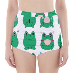 Animals Frog Green Face Mask Smile Cry Cute High-waisted Bikini Bottoms by Mariart