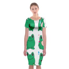 Animals Frog Green Face Mask Smile Cry Cute Classic Short Sleeve Midi Dress by Mariart