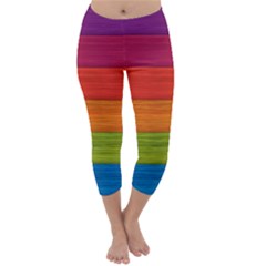 Wooden Plate Color Purple Red Orange Green Blue Capri Winter Leggings  by Mariart