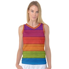 Wooden Plate Color Purple Red Orange Green Blue Women s Basketball Tank Top by Mariart