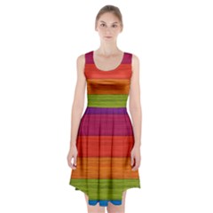 Wooden Plate Color Purple Red Orange Green Blue Racerback Midi Dress by Mariart