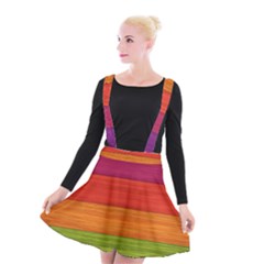 Wooden Plate Color Purple Red Orange Green Blue Suspender Skater Skirt