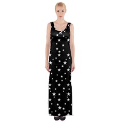 Black Star Space Maxi Thigh Split Dress by Mariart