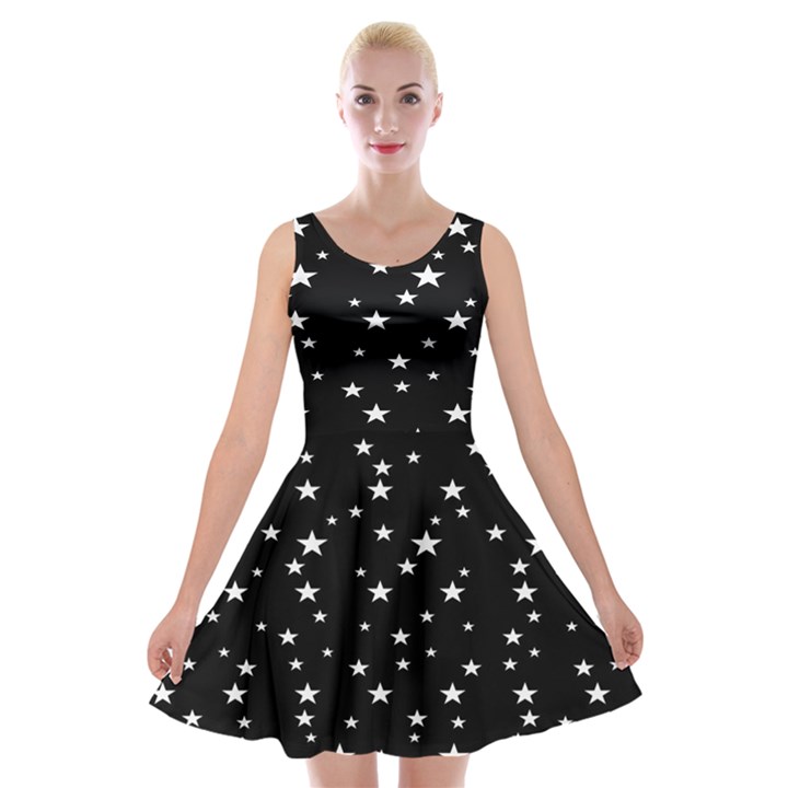 Black Star Space Velvet Skater Dress