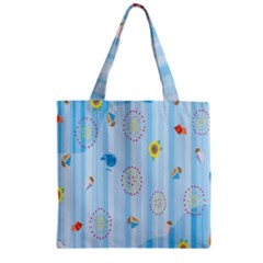 Animals Whale Sunflower Ship Flower Floral Sea Beach Blue Fish Zipper Grocery Tote Bag by Mariart