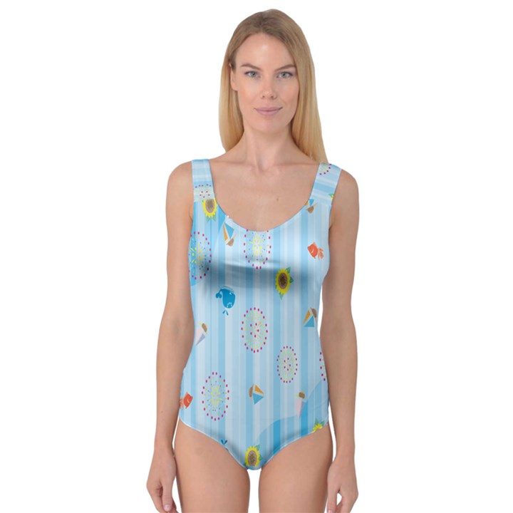 Animals Whale Sunflower Ship Flower Floral Sea Beach Blue Fish Princess Tank Leotard 