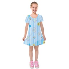 Animals Whale Sunflower Ship Flower Floral Sea Beach Blue Fish Kids  Short Sleeve Velvet Dress by Mariart