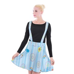 Animals Whale Sunflower Ship Flower Floral Sea Beach Blue Fish Suspender Skater Skirt