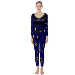 Blue Star Space Galaxy Light Night Long Sleeve Catsuit by Mariart