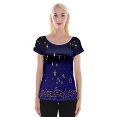 Blue Star Space Galaxy Light Night Women s Cap Sleeve Top by Mariart