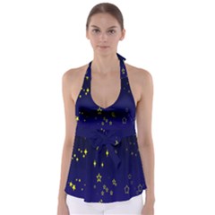 Blue Star Space Galaxy Light Night Babydoll Tankini Top by Mariart