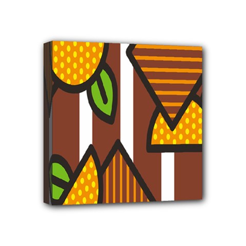 Chocolate Lime Brown Circle Line Plaid Polka Dot Orange Green White Mini Canvas 4  X 4  by Mariart