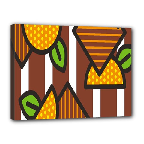 Chocolate Lime Brown Circle Line Plaid Polka Dot Orange Green White Canvas 16  X 12  by Mariart