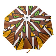 Chocolate Lime Brown Circle Line Plaid Polka Dot Orange Green White Folding Umbrellas by Mariart