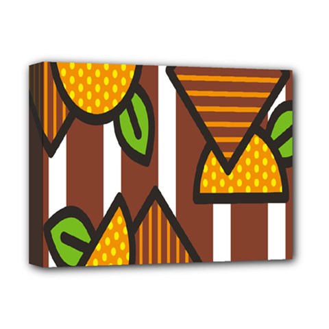 Chocolate Lime Brown Circle Line Plaid Polka Dot Orange Green White Deluxe Canvas 16  X 12   by Mariart