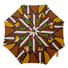 Chocolate Lime Brown Circle Line Plaid Polka Dot Orange Green White Hook Handle Umbrellas (medium) by Mariart