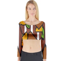 Chocolate Lime Brown Circle Line Plaid Polka Dot Orange Green White Long Sleeve Crop Top by Mariart