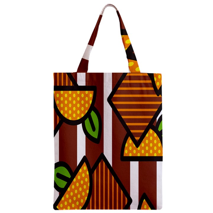 Chocolate Lime Brown Circle Line Plaid Polka Dot Orange Green White Zipper Classic Tote Bag