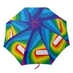 Circle Rainbow Color Hole Rasta Waves Folding Umbrellas by Mariart