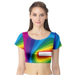 Circle Rainbow Color Hole Rasta Waves Short Sleeve Crop Top (tight Fit) by Mariart