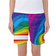 Circle Rainbow Color Hole Rasta Waves Women s Basketball Shorts by Mariart