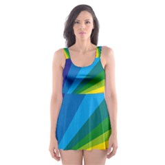 Circle Rainbow Color Hole Rasta Waves Skater Dress Swimsuit by Mariart