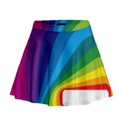 Circle Rainbow Color Hole Rasta Waves Mini Flare Skirt by Mariart