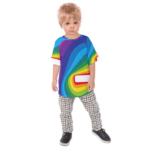 Circle Rainbow Color Hole Rasta Waves Kids  Raglan Tee by Mariart