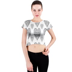 Black Paw Hearts Love Animals Crew Neck Crop Top by Mariart