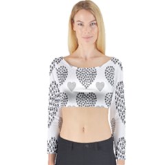 Black Paw Hearts Love Animals Long Sleeve Crop Top by Mariart