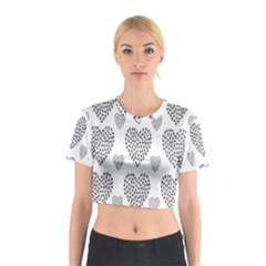 Black Paw Hearts Love Animals Cotton Crop Top by Mariart