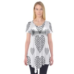 Black Paw Hearts Love Animals Short Sleeve Tunic  by Mariart