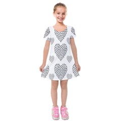 Black Paw Hearts Love Animals Kids  Short Sleeve Velvet Dress by Mariart