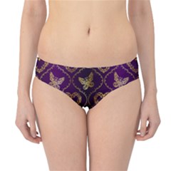 Flower Butterfly Gold Purple Heart Love Hipster Bikini Bottoms by Mariart