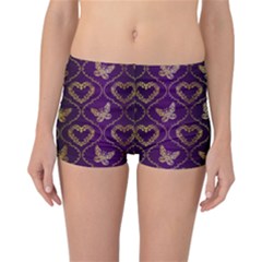 Flower Butterfly Gold Purple Heart Love Reversible Bikini Bottoms by Mariart