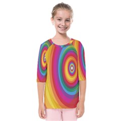 Circle Rainbow Color Hole Rasta Kids  Quarter Sleeve Raglan Tee